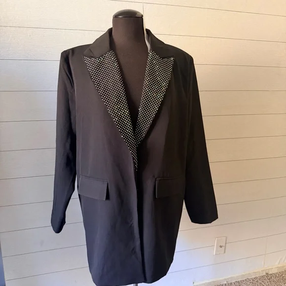 Kaiia Diamante Trim Mini Blazer Dress in Black NWT - Picture 3 of 11